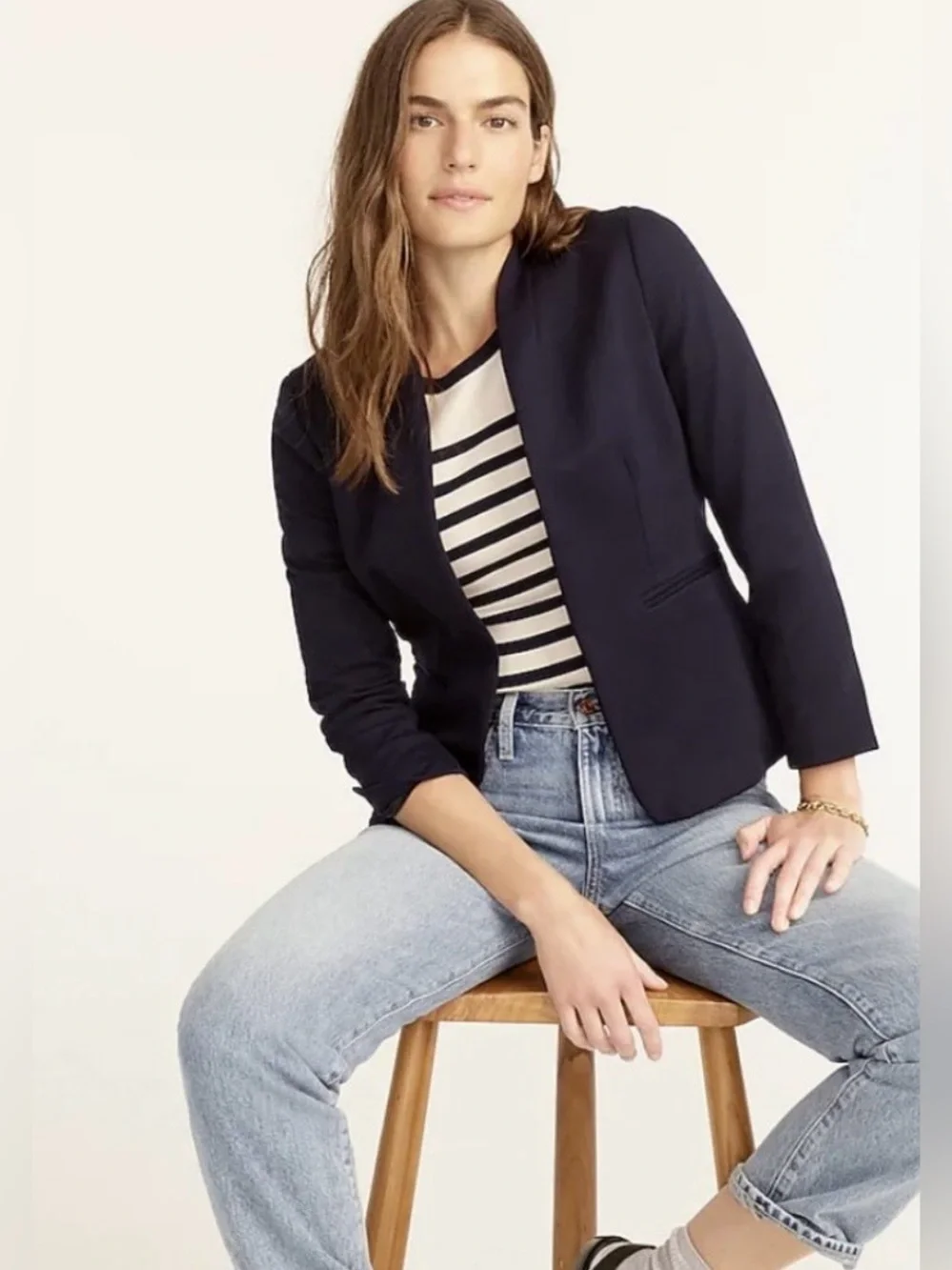 J. Crew Women’s Tall Going Out Blazer in Stretch Twill Navy Size 6 Tall H2791